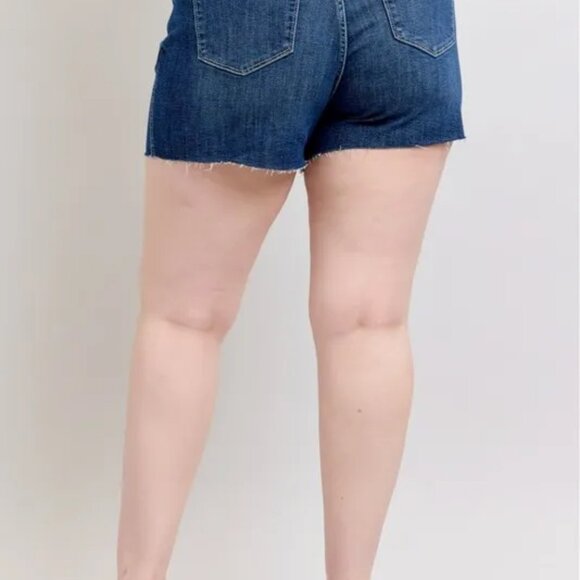 Judy Blue Plus Size High Waist‎ Criss-Cross Waistband Denim Shorts - Picture 5 of 10
